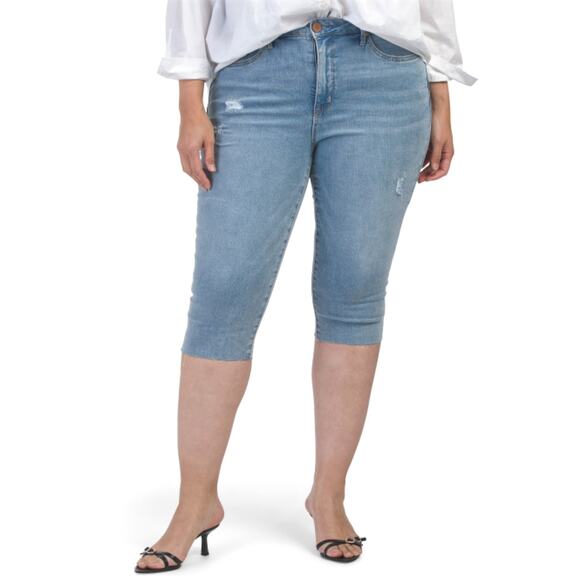 NWT SEVEN7 Women's High Rise Skinny Fit Capri Breezy Cropped Distressed Jeans - Picture 5 of 8